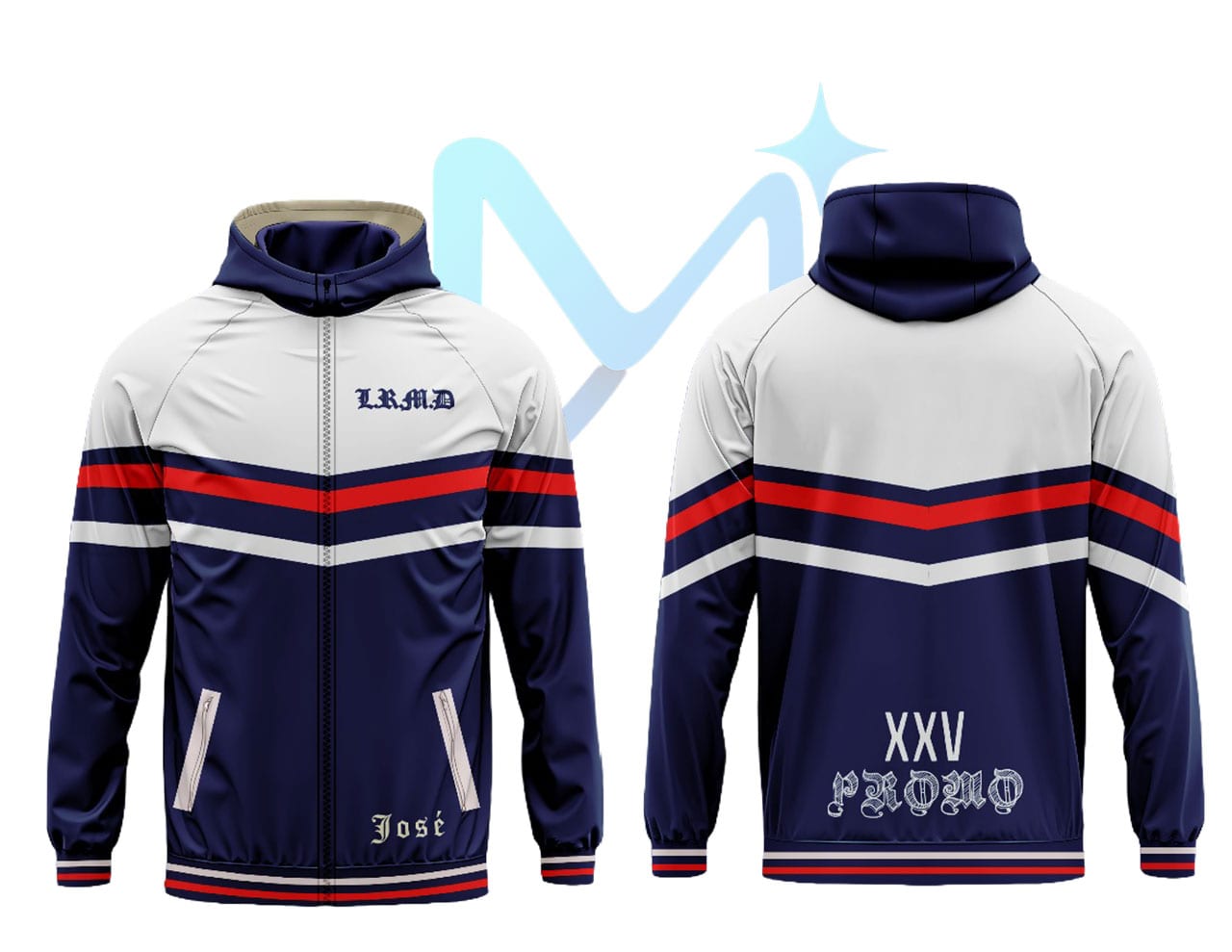Chaqueta de promoción fabricada por Magnus Innova, frente y espalda.