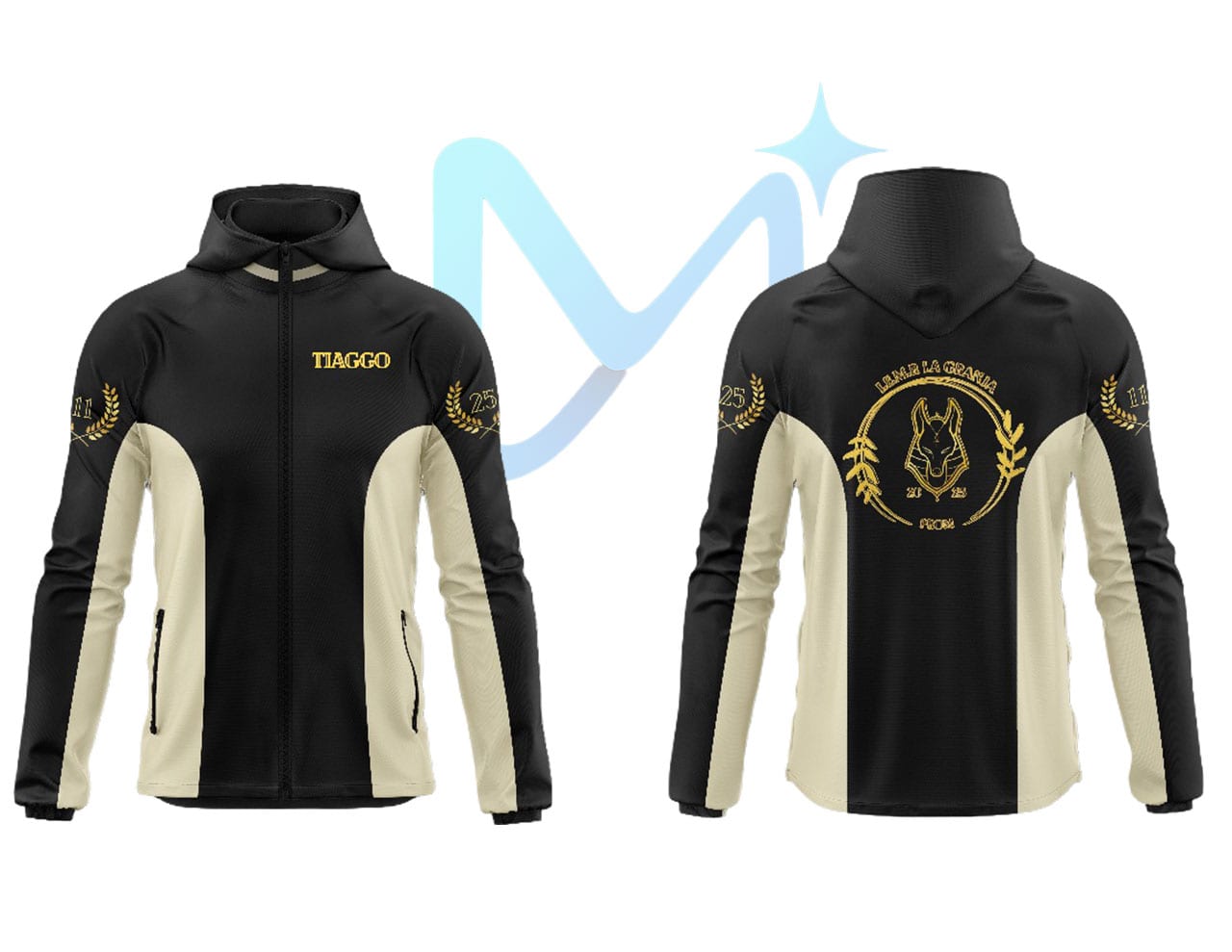 Chaqueta de promoción fabricada por Magnus Innova, frente y espalda.